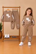 Mädchen Baumwoll-Set Braun – Oberteil & Hose