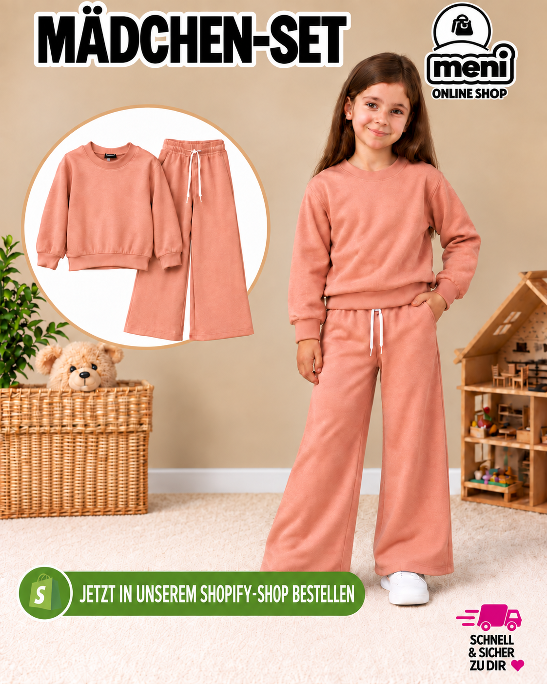 Mädchen-Set 2-teilig in Altrosa