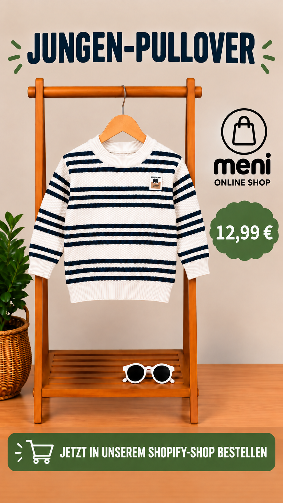 Jungen-Strickpullover mit Streifen