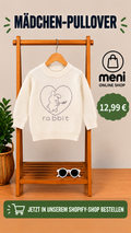 Mädchen-Strickpullover mit Herz- und Hasenmotiv