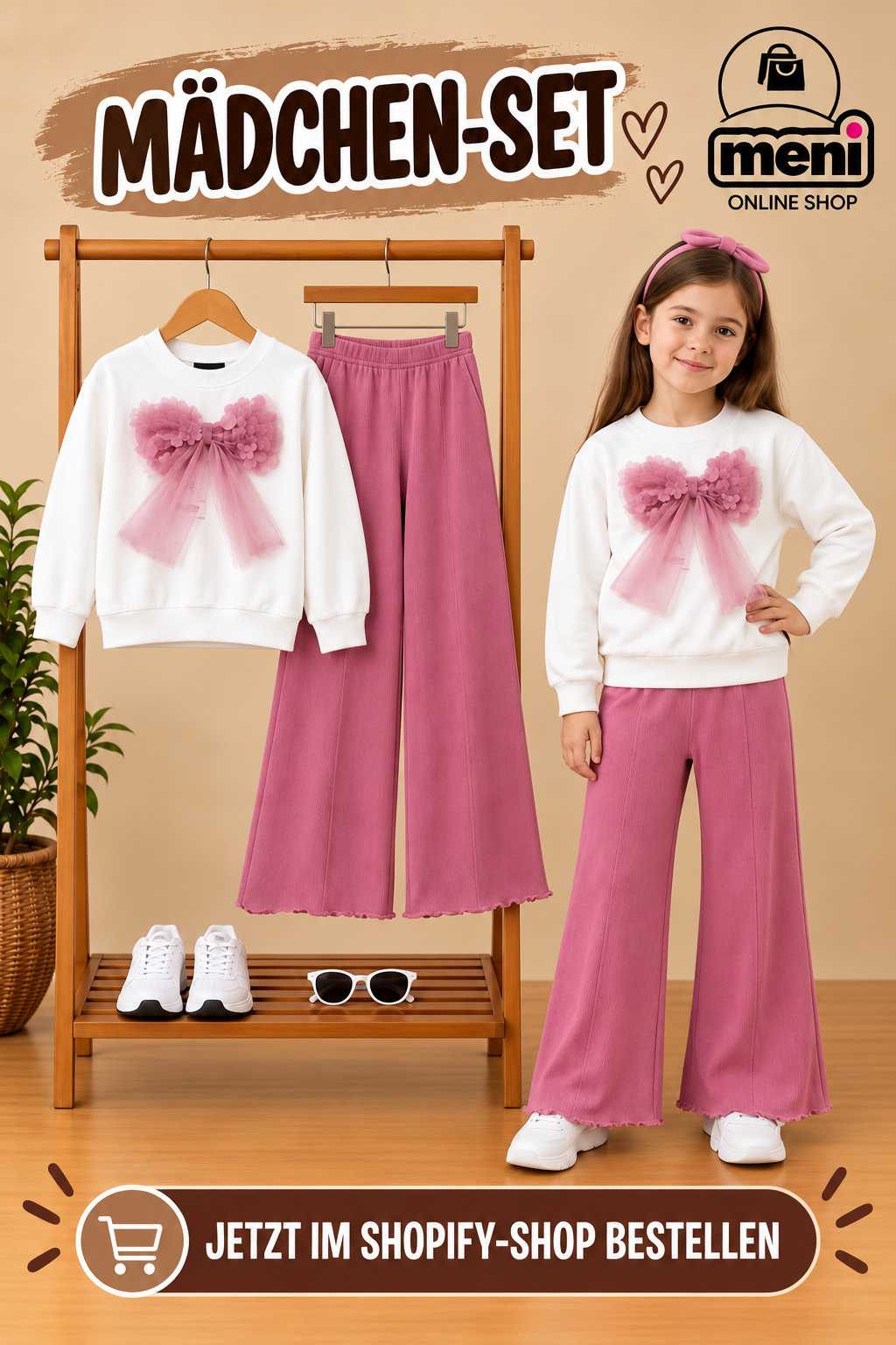 Mädchen-Set mit rosa Schleife