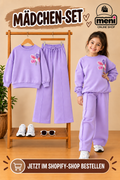 Lavendelfarbenes Mädchen-Set mit Schmetterling