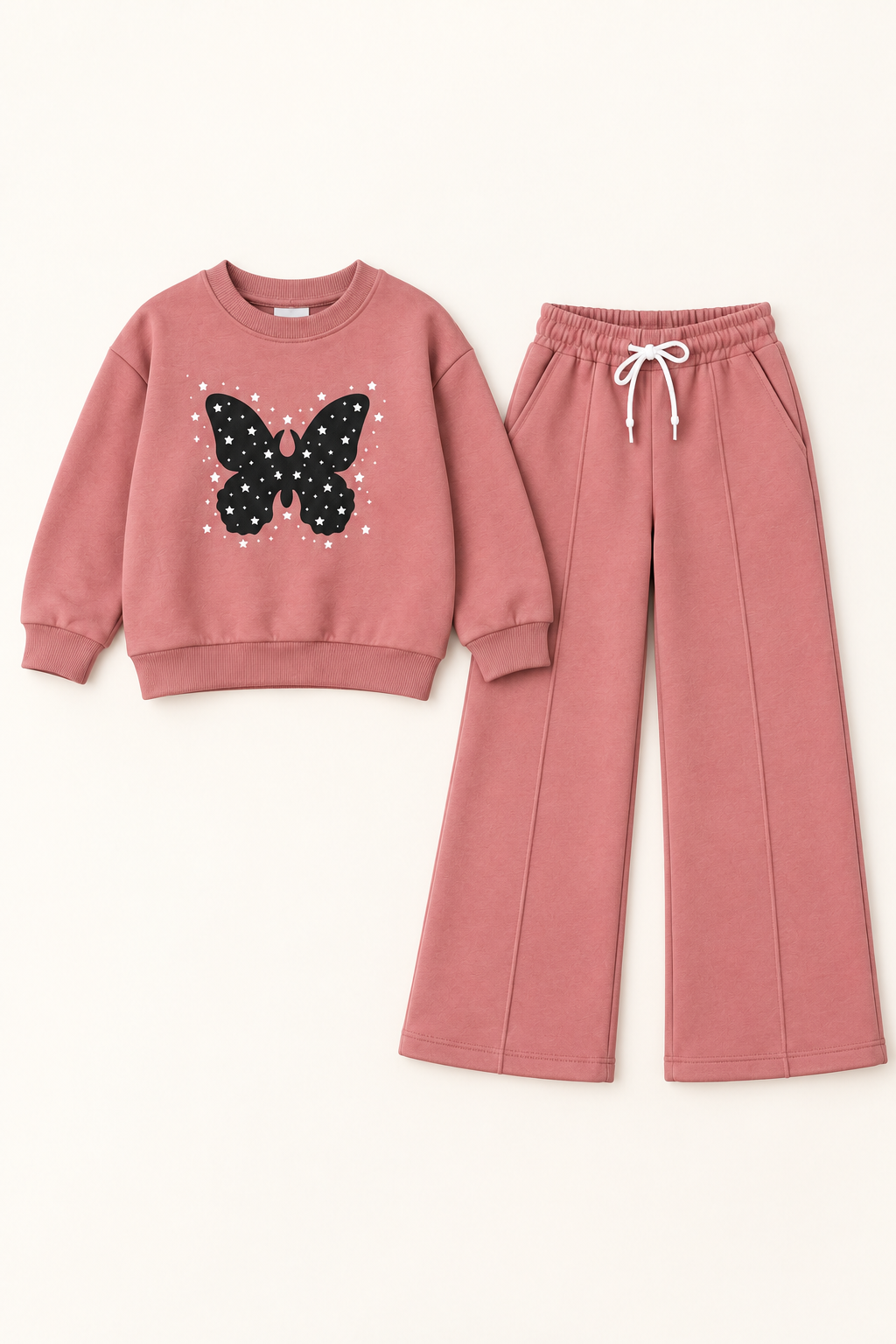 Mädchen-Set in Altrosa mit Schmetterling